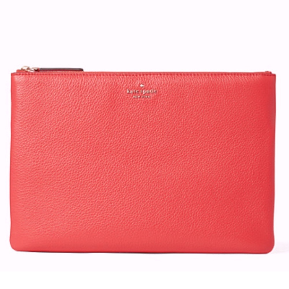 Kate Spade Red Clutch Large Zip Pouch Jackson Stoplight Purse NWT